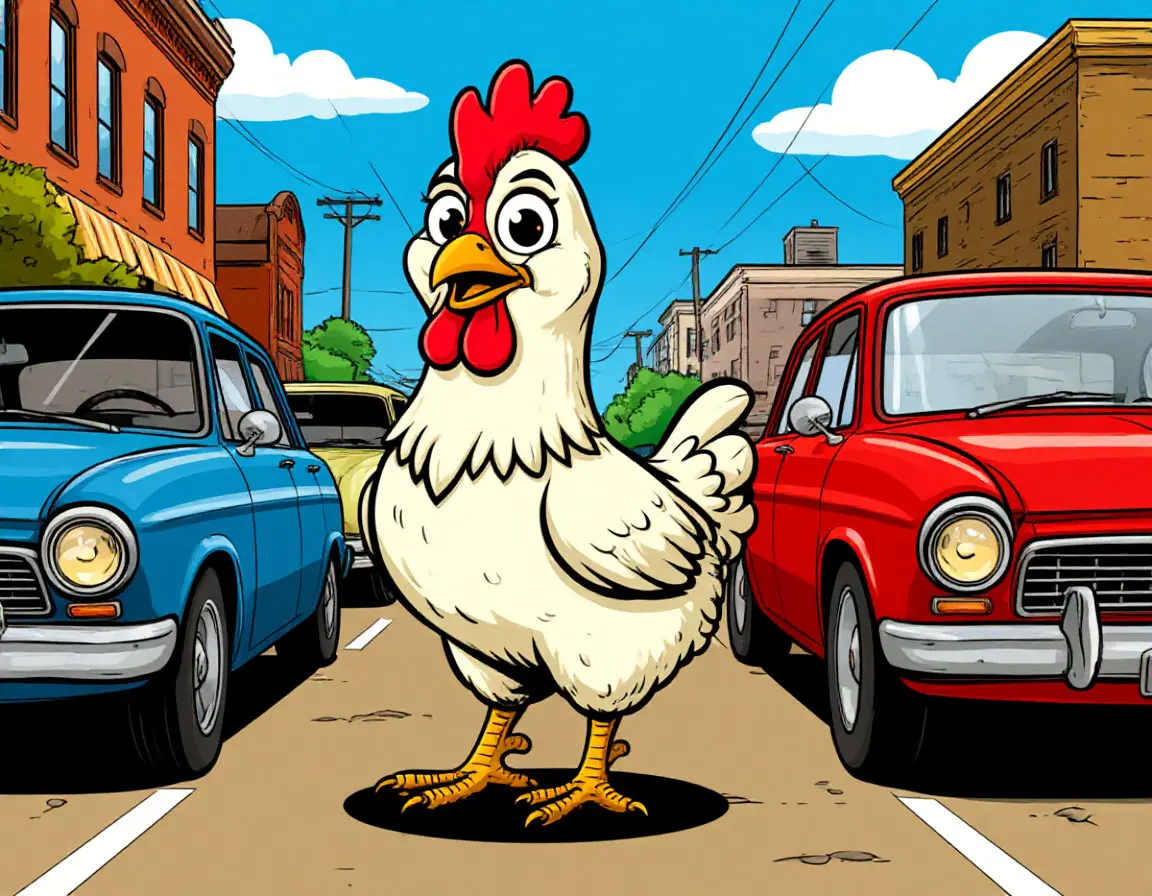 Comic panel: perfect weave between cars