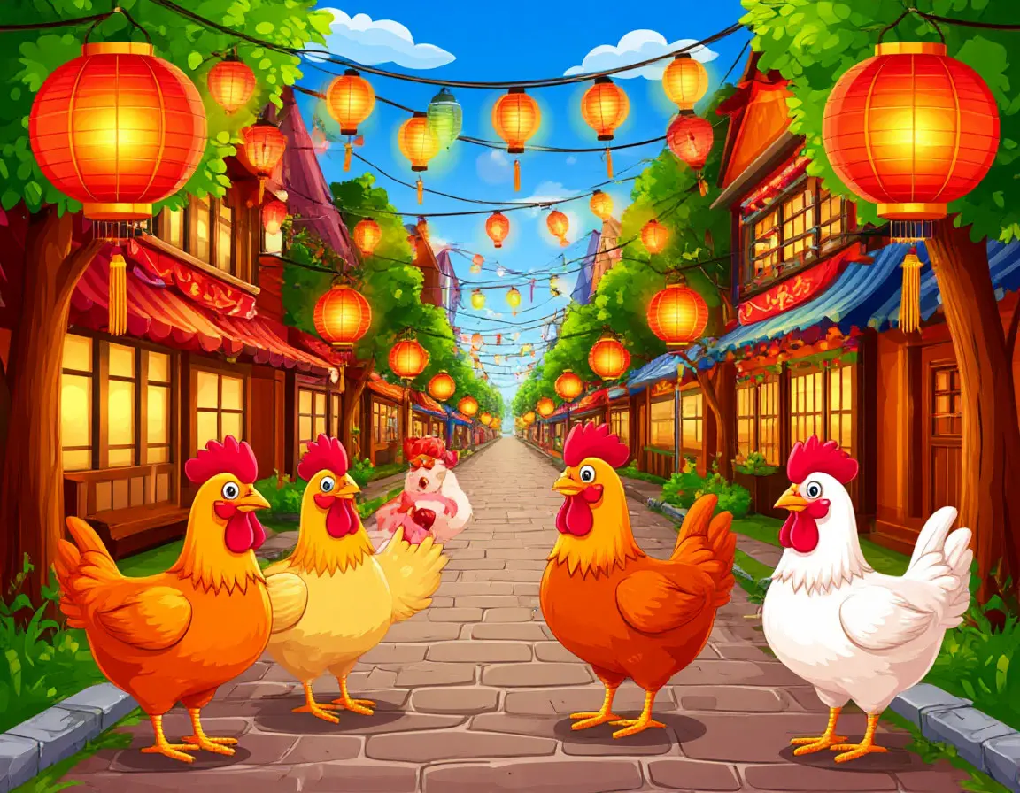 Festival street with lanterns