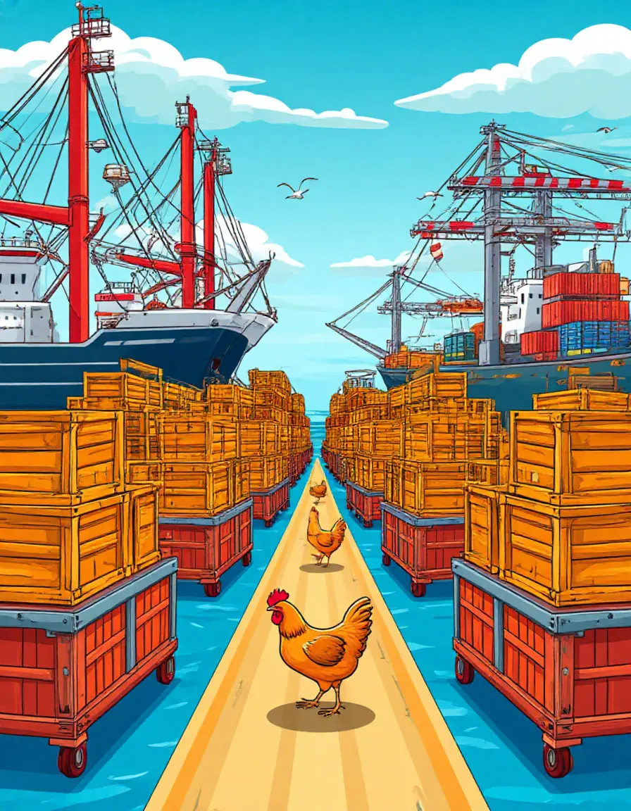 Sea harbor with shifting trolleys