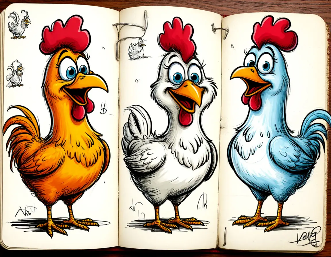 Early notebook sketches of lanes and characters